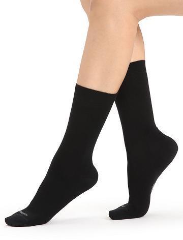 Women's Icebreaker Merino Lifestyle Fine Gauge Crew Socks Black | CA 1511DFMN